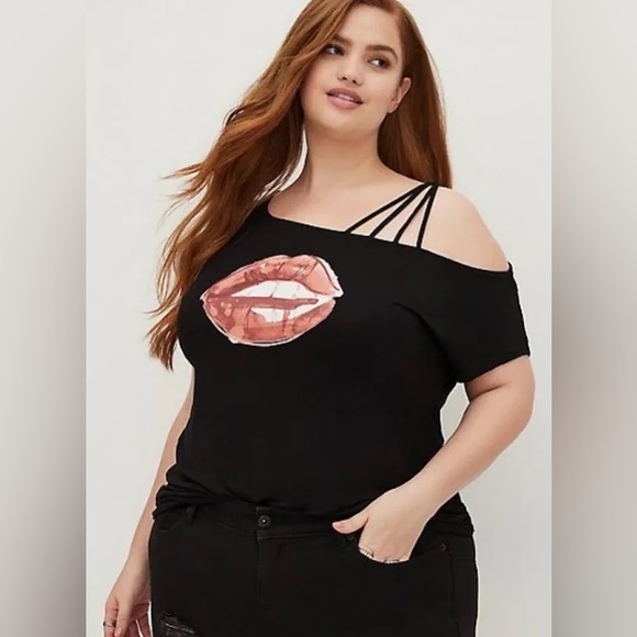 Torrid Strappy Off-Shoulder Super Soft Knits Tee - Picture 1 of 4